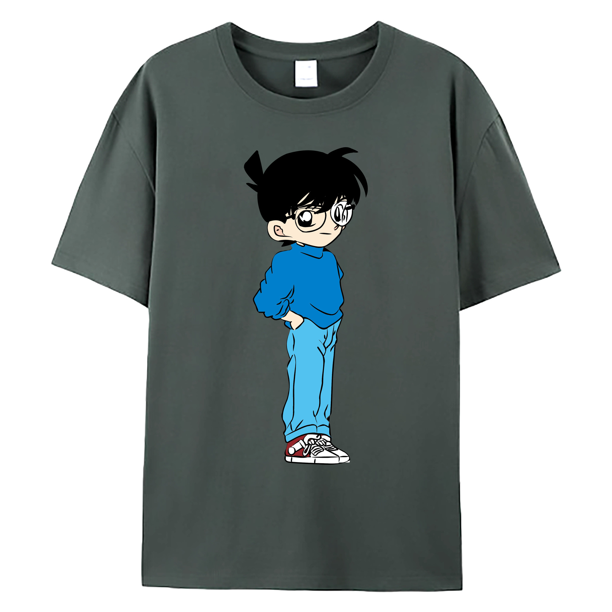 （画像用） 名探偵コナン 江戸川 コナン Detective Conan Conan Edogawa 綿100％ メンズ半袖Tシャツ｜肌触りやわらか＆通気性